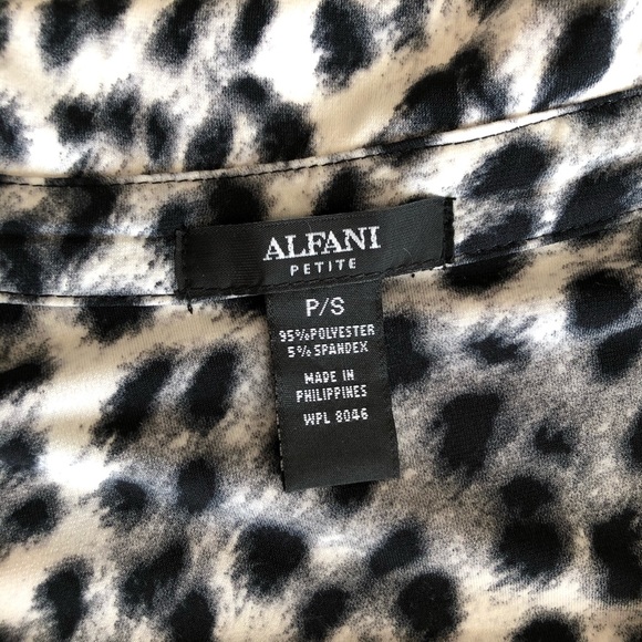 Alfani Animal Print Short Sleeve Quarter Button - Picture 4 of 7